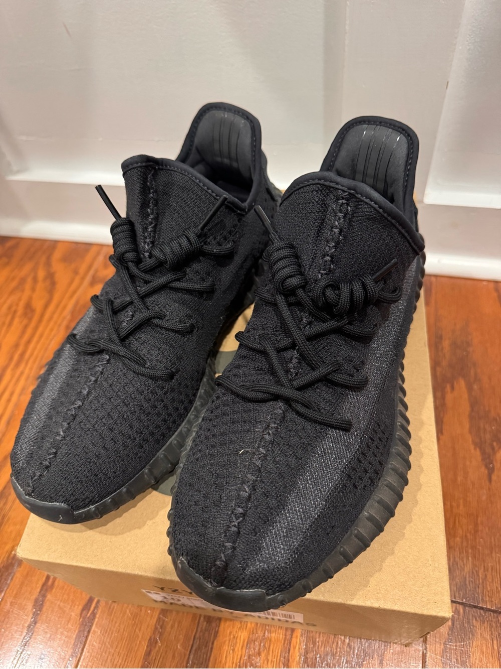 Adidas YZY350 Men's Athletic Knit Lace-Up Sneakers - Black